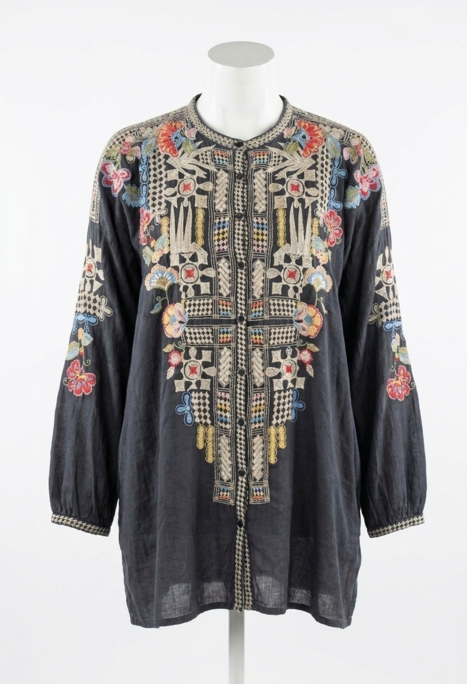 NEW JOHNNY WAS embry tunic top in graphite